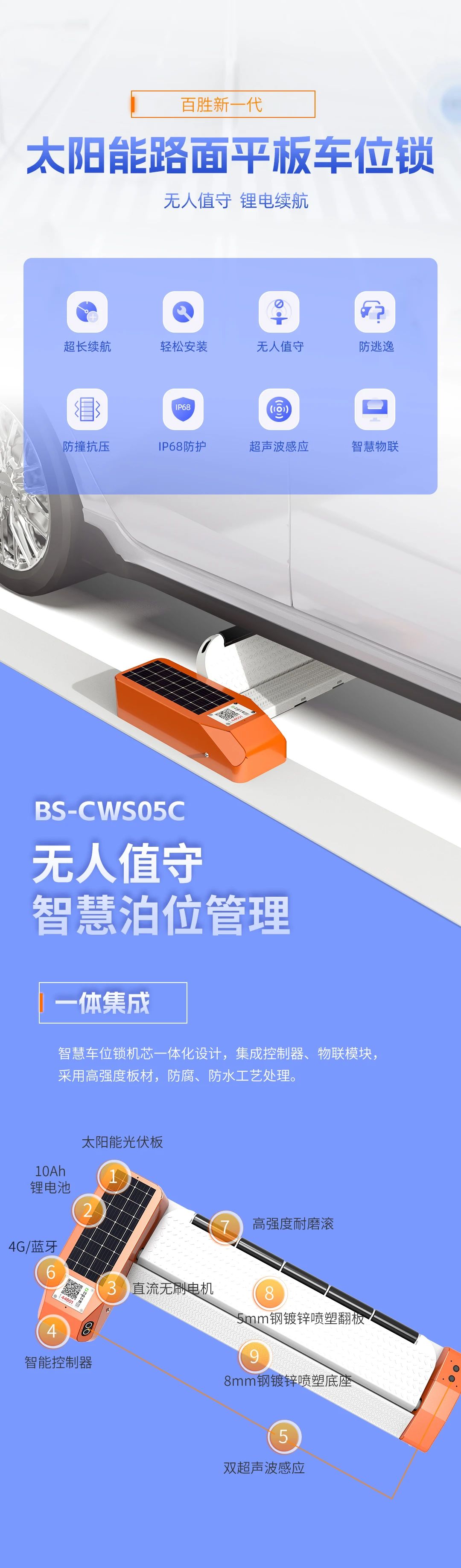 百勝太陽能車位鎖上市｜6個月續(xù)航+8噸抗壓｜無人值守防逃逸-百勝智能